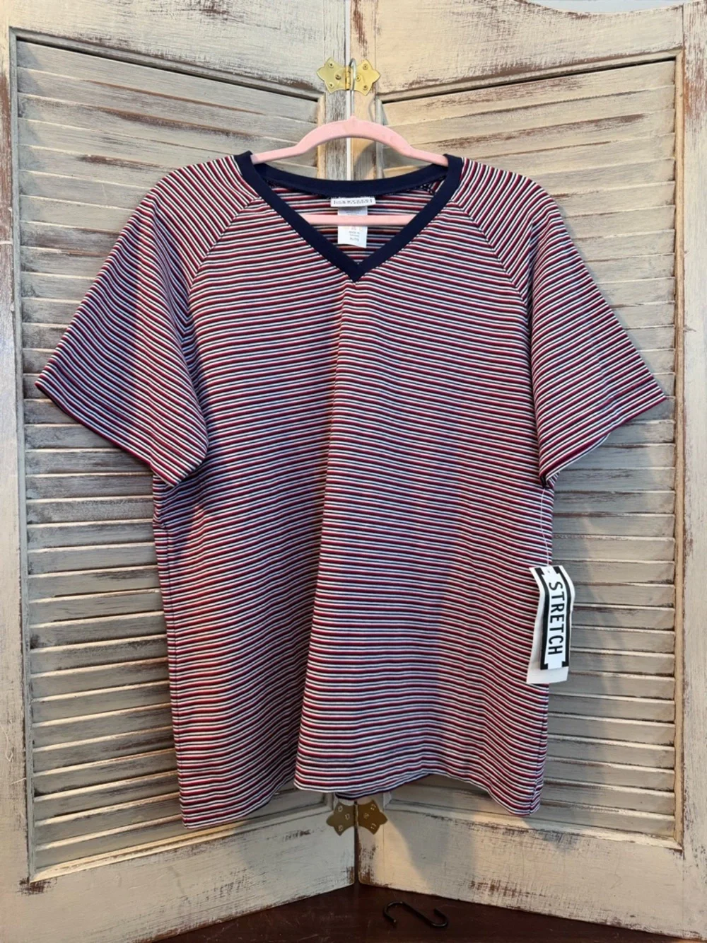 VTG Jantzen Classics NWT Striped Stretch V-Neck Tee XL - Picture 5 of 8